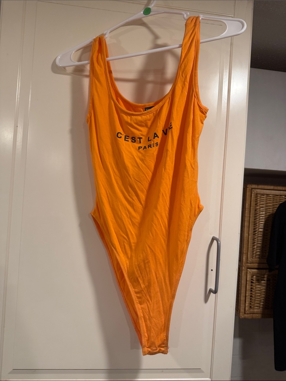 Shein orange Paris bodysuit size medium 8:3